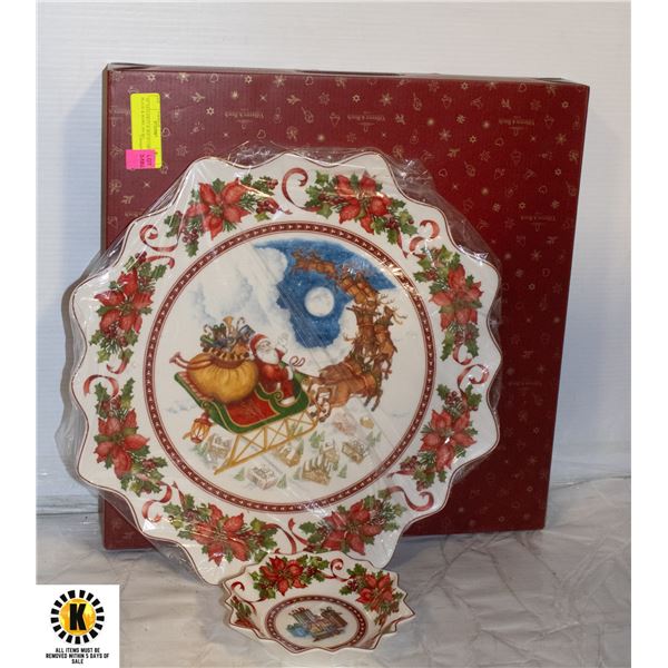 16" VELLEROY & BOCH CHRISTMAS PLATE & BOWL (IN BO
