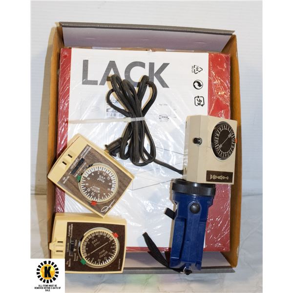 3 VINTAGE LIGHT TIMERS,FLASHLIGHT+