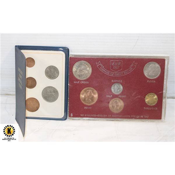 LOT OF TWO OLD VARIOUS GREAT BRITAIN COIN SETS