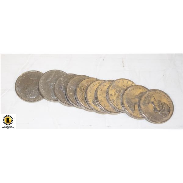 $10 FACE VALUE VARIOUS CANADA NICKEL $1 COINS