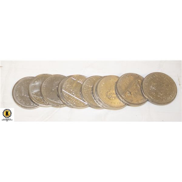 $10 FACE VALUE VARIOUS CANADA NICKEL $1 COINS