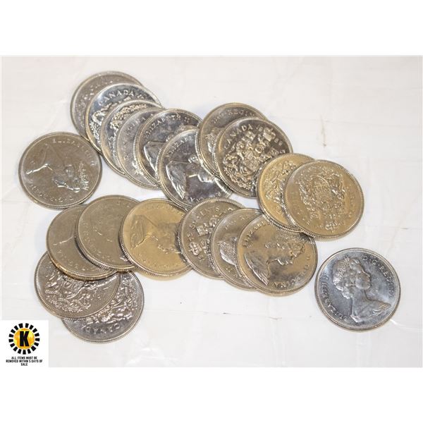 $10 FACE VALUE VARIOUS CANADA NICKEL 50c COINS