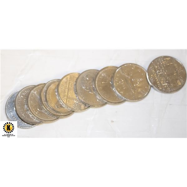 $9.50 FACE VALUE VARIOUS CANADA $1 & 50c COINS