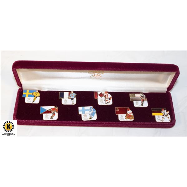 LOT OF 8 CALGARY 1988 OLYMPICS HOCKEY PINS SET