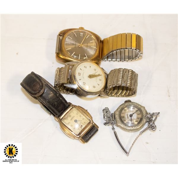 LOT OF 4 OLD VARIOUS MAKER & CONDITION WATCHES