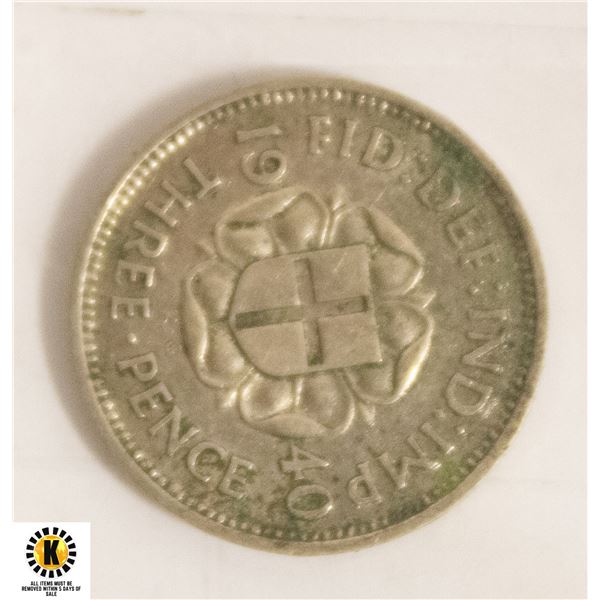 1940 SILVER GREAT BRITAIN SIXPENCE COIN