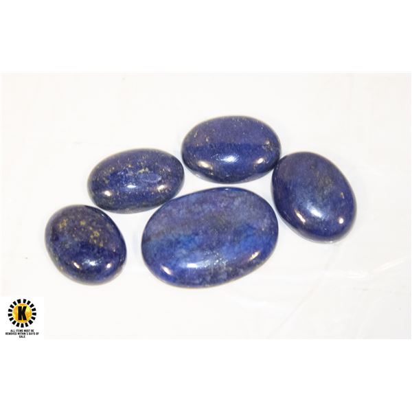 5 POLISHED LAPIS LAZULI OVAL STONES (25.2CT,