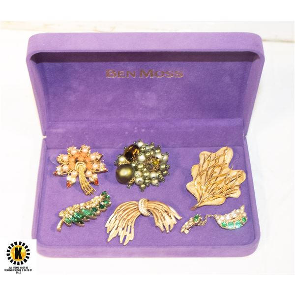 6 VINTAGE BROOCHES