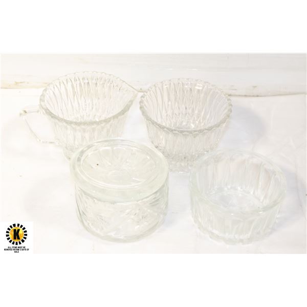 LOT OF 4 VINTAGE GLASS DISHES