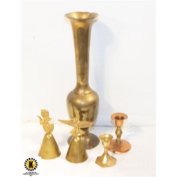 5 VINTAGE BRASS ORNAMENTS