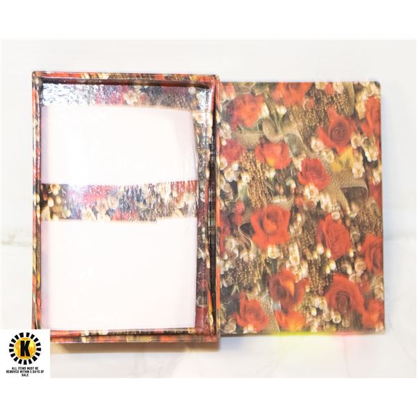 VINTAGE UNOPENED ROSE NOTEPAD BOX WITH HIDDEN DRAW