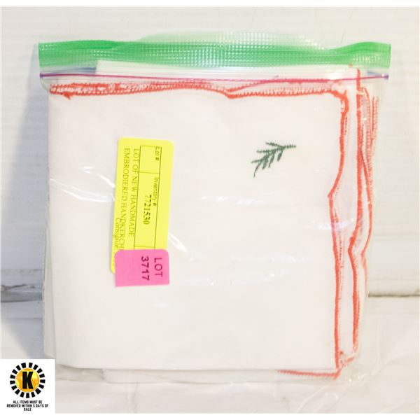 LOT OF NEW HANDMADE EMBRODIERED HANDKERCHIEF