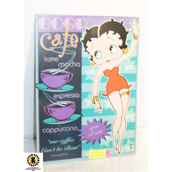 VINTAGE BETTY BOOP CAFE SIGN "OUR COFFE CAN'T BE