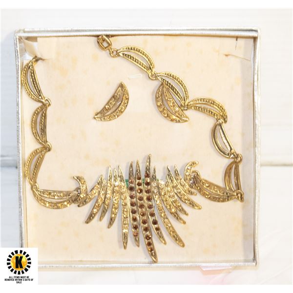 VTG NECKLACE & PIERCED EARRINGS