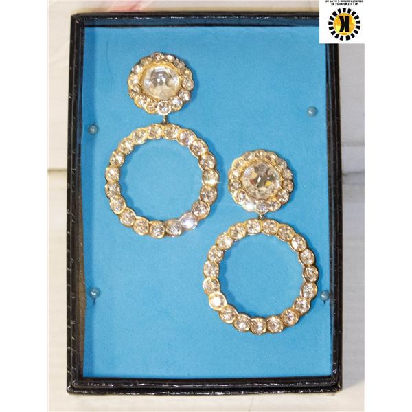 VTG CHRISTIAN DIOR CRYSTAL HOOP EARRINGS