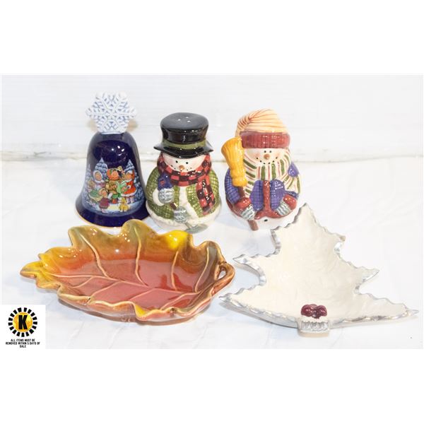 CHRISTMAS DECORATIVE ITEMS- LOT OF 5