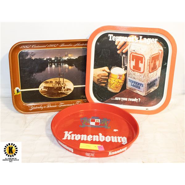 3 METAL BEER TRAYS