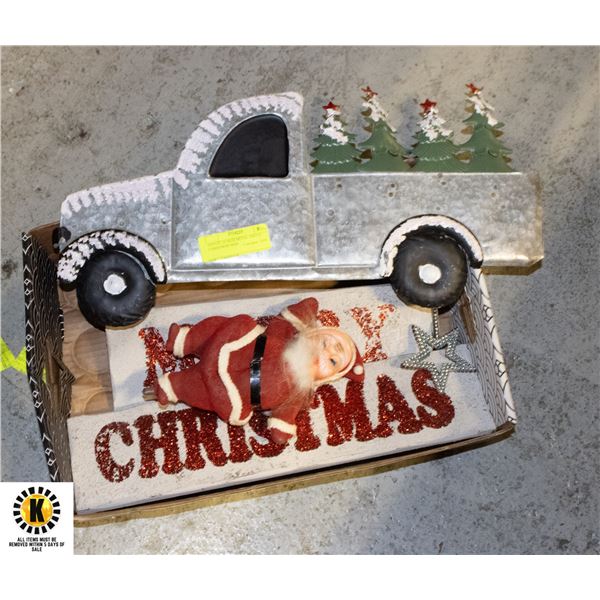 ESTATE 16 INCH METAL TRUCK CHRISTMAS SIGN,
