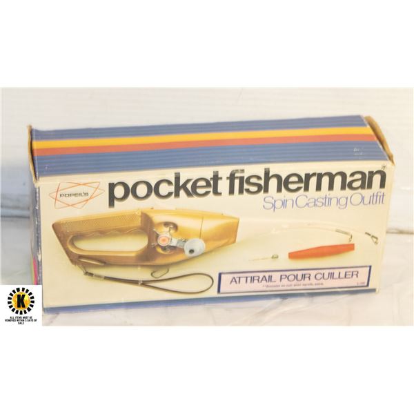 VINTAGE POCKET FISHERMAN SPIN CAST FISHING ROD IN