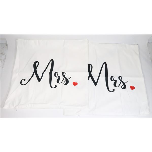 NEW MRS. AND MRS. PILLOW CASES