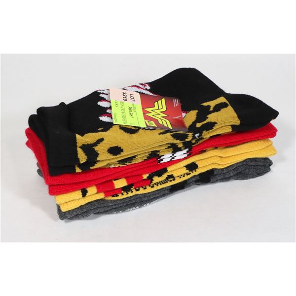 NEW 4PAIR PACK WONDER WOMAN THEME SOCKS
