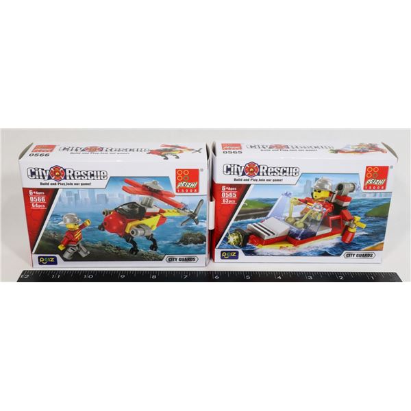 2 NEW BUILDER SETS CITY RESCUE. 1 HAS 64 PCS AND