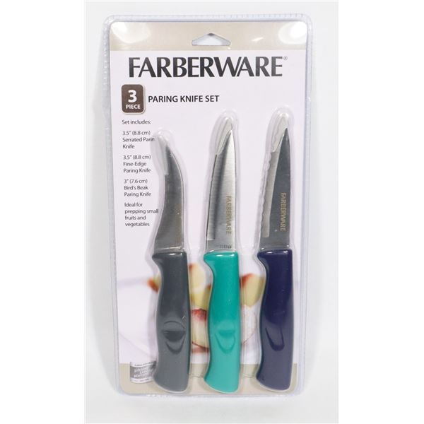 NEW FARBERWARE 3PC PARING KNIFE SET