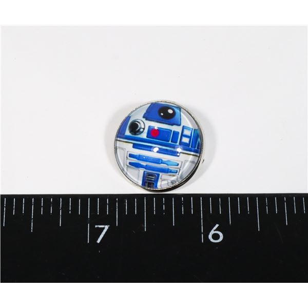 NEW SILVER TONE STAR WARS THEME R2D2 LAPEL PIN