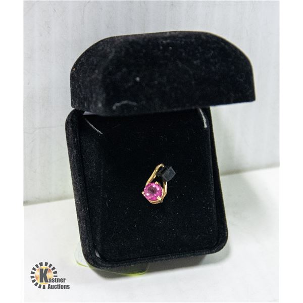 10K GOLD PENDANT WITH A PINK STONE