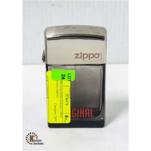 ZIPPO COLOGNE COLLECTABLE BOTTLE EMPTY