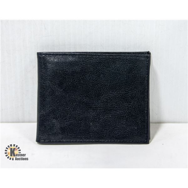BLACK LEATHER MEN'S UNUSED FOLDING WALLET