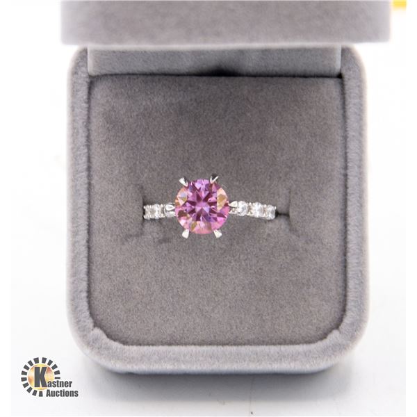 GRA CERTIFIED ROUND PINK MOISSANITE WEIGHING
