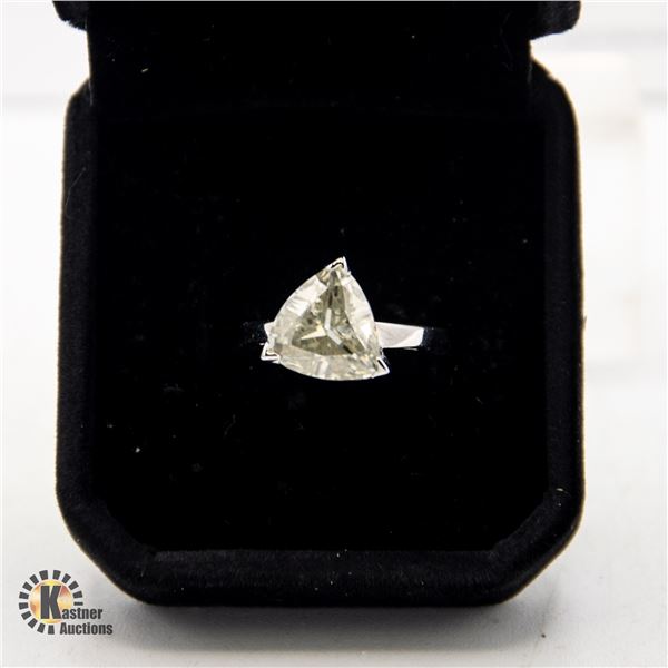 LIGHT GREEN TRI CUT MOISSANITE SILVER PLATED