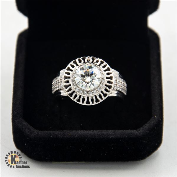 2.60CT LIGHT BLUE MOISSANITE SILVER PLATED SETTING