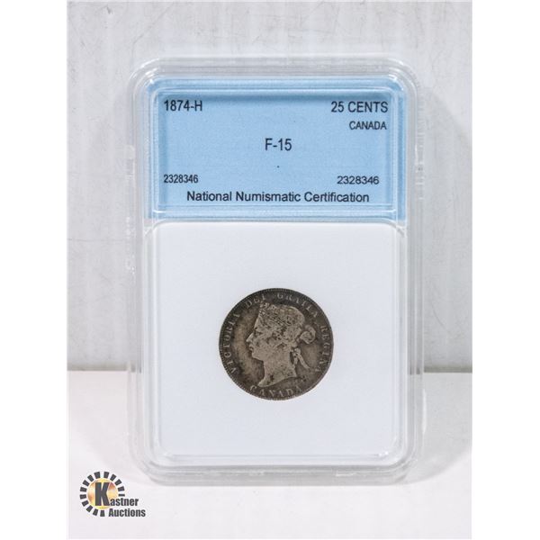 1874-H .925 SILVER GRADED 25 CENTS