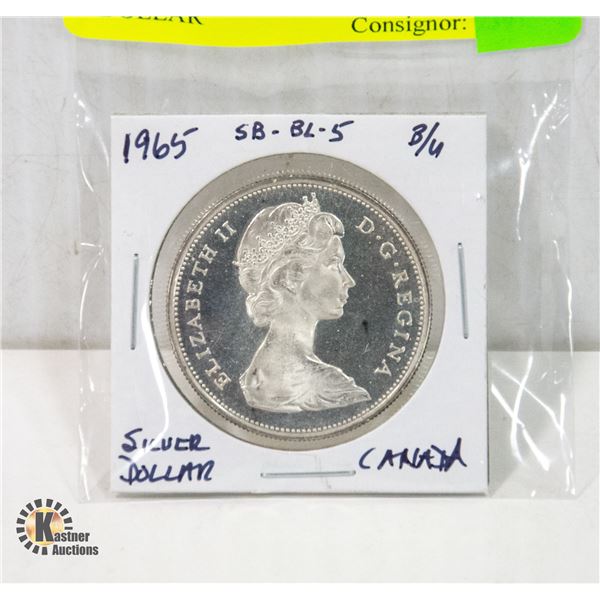 1965 SMALL BEADS BLUNT 5 SILVER DOLLAR