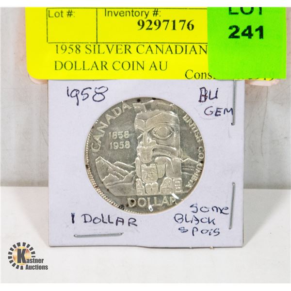 1958 SILVER CANADIAN ONE DOLLAR COIN