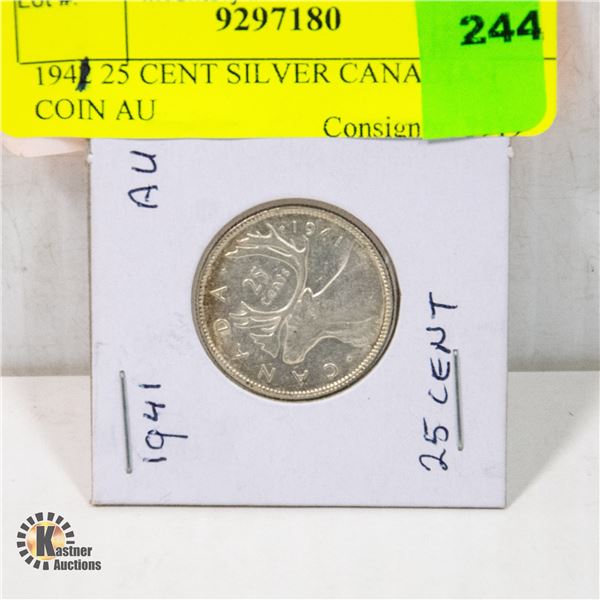 1941 25 CENT SILVER CANADIAN COIN