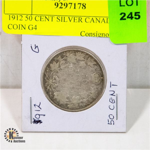 1912 50 CENT SILVER CANADIAN COIN