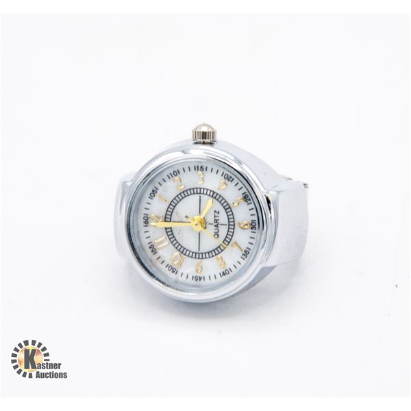 BRAND NEW SILVER TONE FINGER WATCH WITH