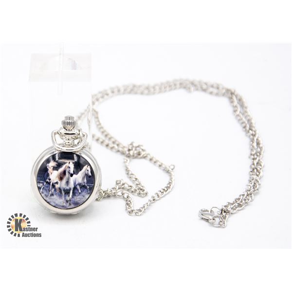 BRAND NEW SILVER TONE POCKET WATCH WITH