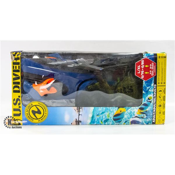 US DIVERS ADULT SNORKELING SET, SIZE L/XL