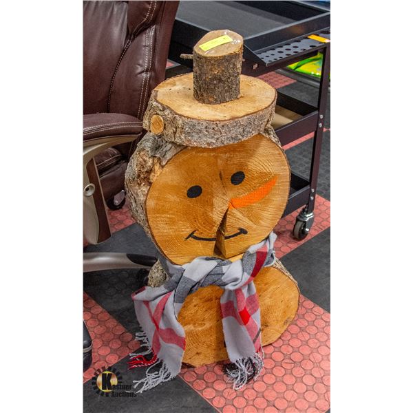 WOODEN LOG SNOWMAN 33" X 15" (HEAVY)