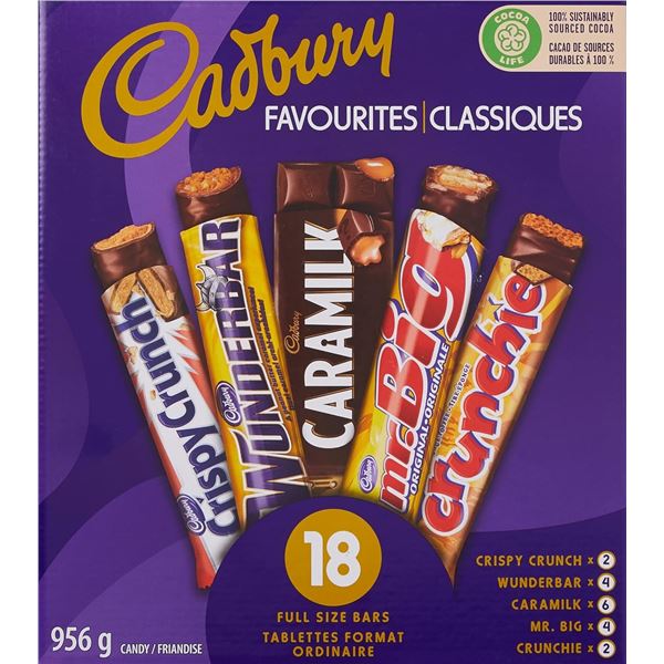 NEW BOX OF 18 CADBURY FULL SIZE CANDY BARS