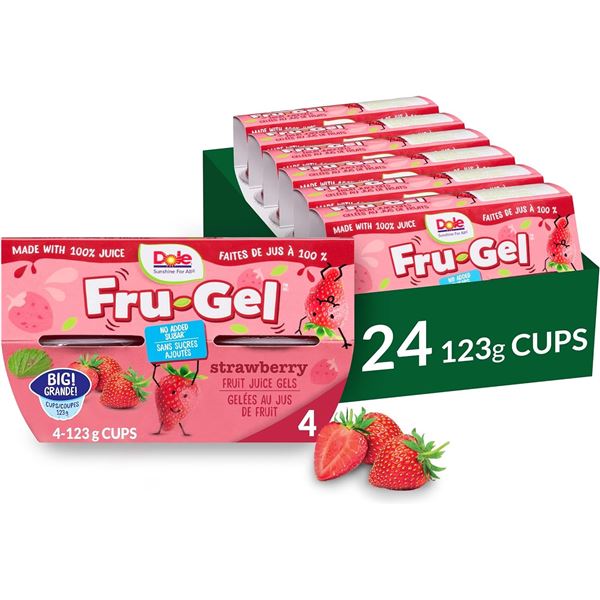 NEW CASE OF 24 DOLE FRUIT JUICE GELS STRAWBERRY