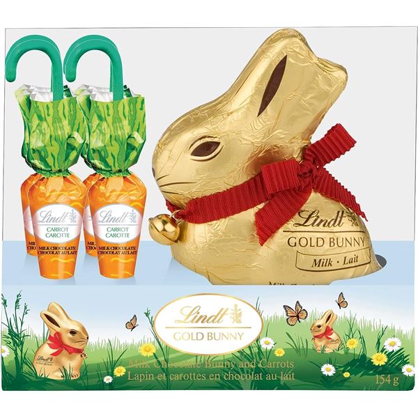 NEW LINDT GOLD BUNNY AND CARROTS MILK CHOCOLATE