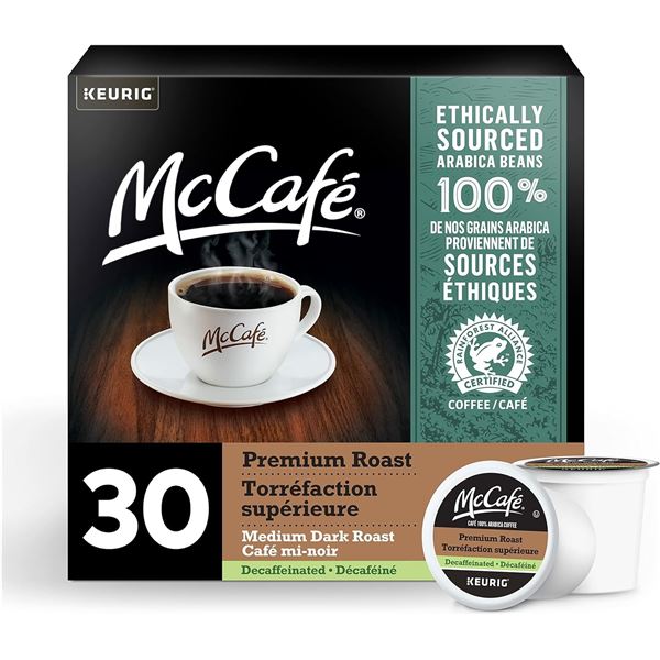NEW BOX WITH 30 MCCAFE PREMIUM ROAST DECAFFEINATED