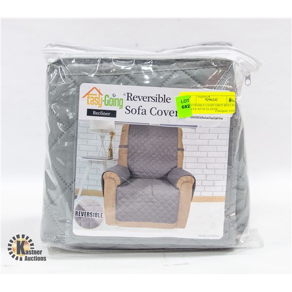 REVERSIBLE LIGHT GREY RECLINER COVER WITH ELASTIC
