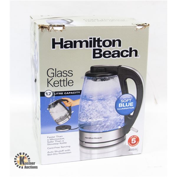 HAMILTON BEACH GLASS KETTLE 1.7L CAPACITY