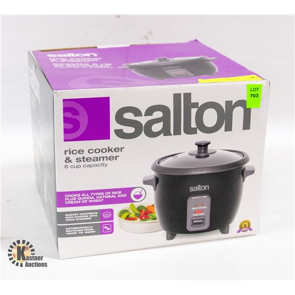 SALTON RICE COOKER AND STEAMER 6 CUP CAPACITY